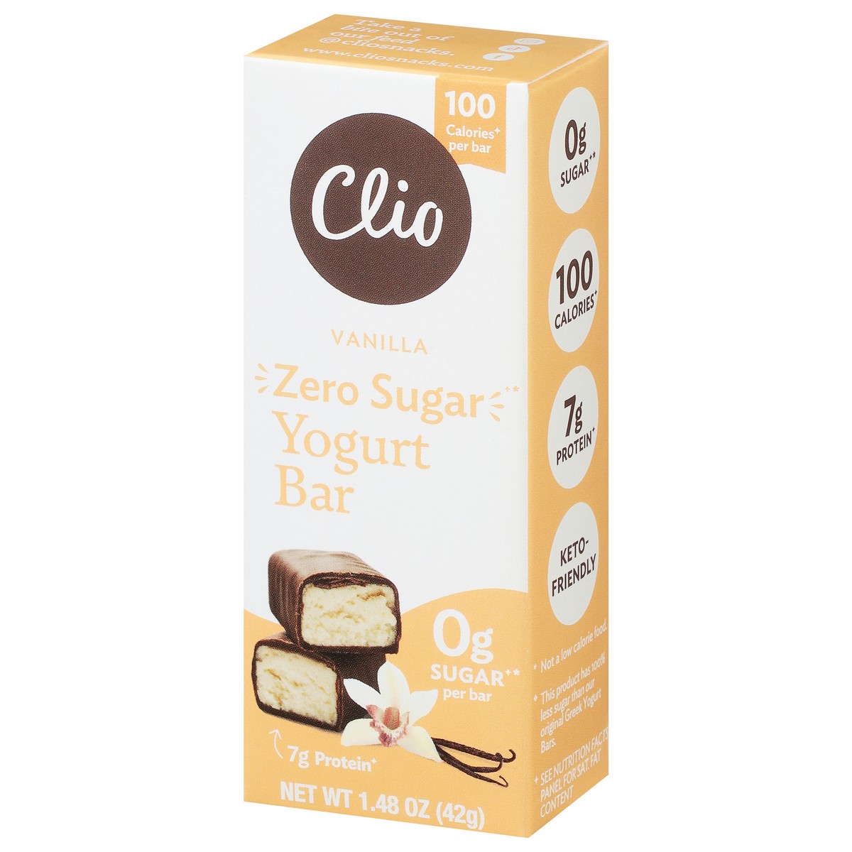 slide 6 of 13, Clio Yogurt Bar, Zero Sugar, Vanilla, 1.48 oz