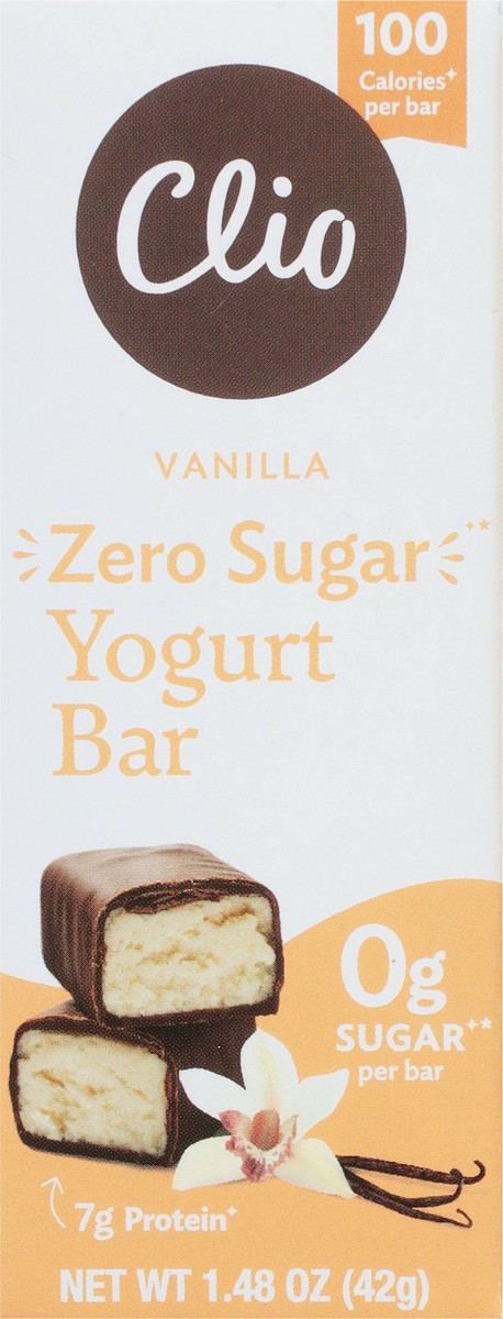 slide 13 of 13, Clio Yogurt Bar, Zero Sugar, Vanilla, 1.48 oz