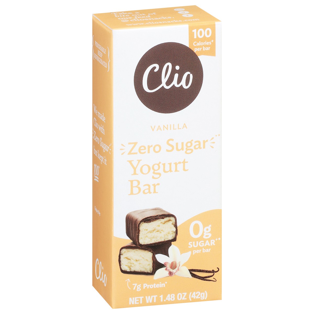 slide 9 of 13, Clio Yogurt Bar, Zero Sugar, Vanilla, 1.48 oz