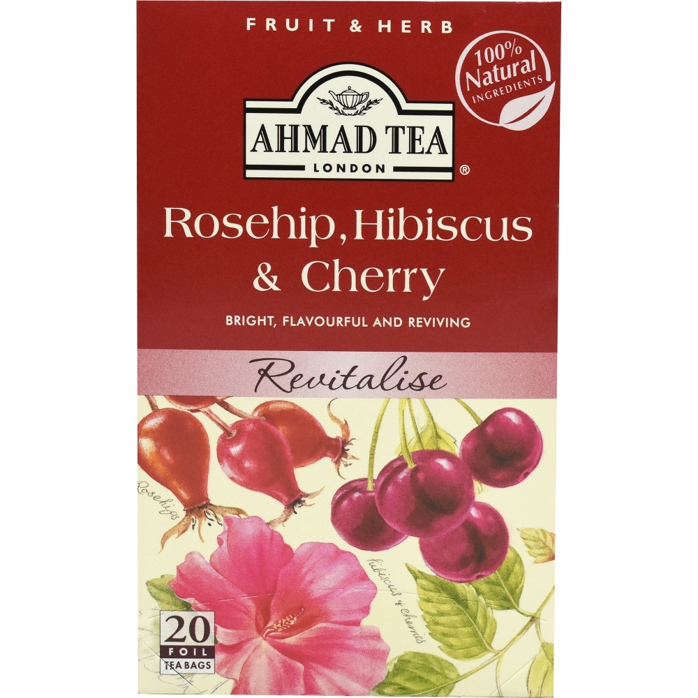 slide 1 of 1, Ahmad Tea Rosehip Hibiscus & Cherry Tea Bags, 20 ct