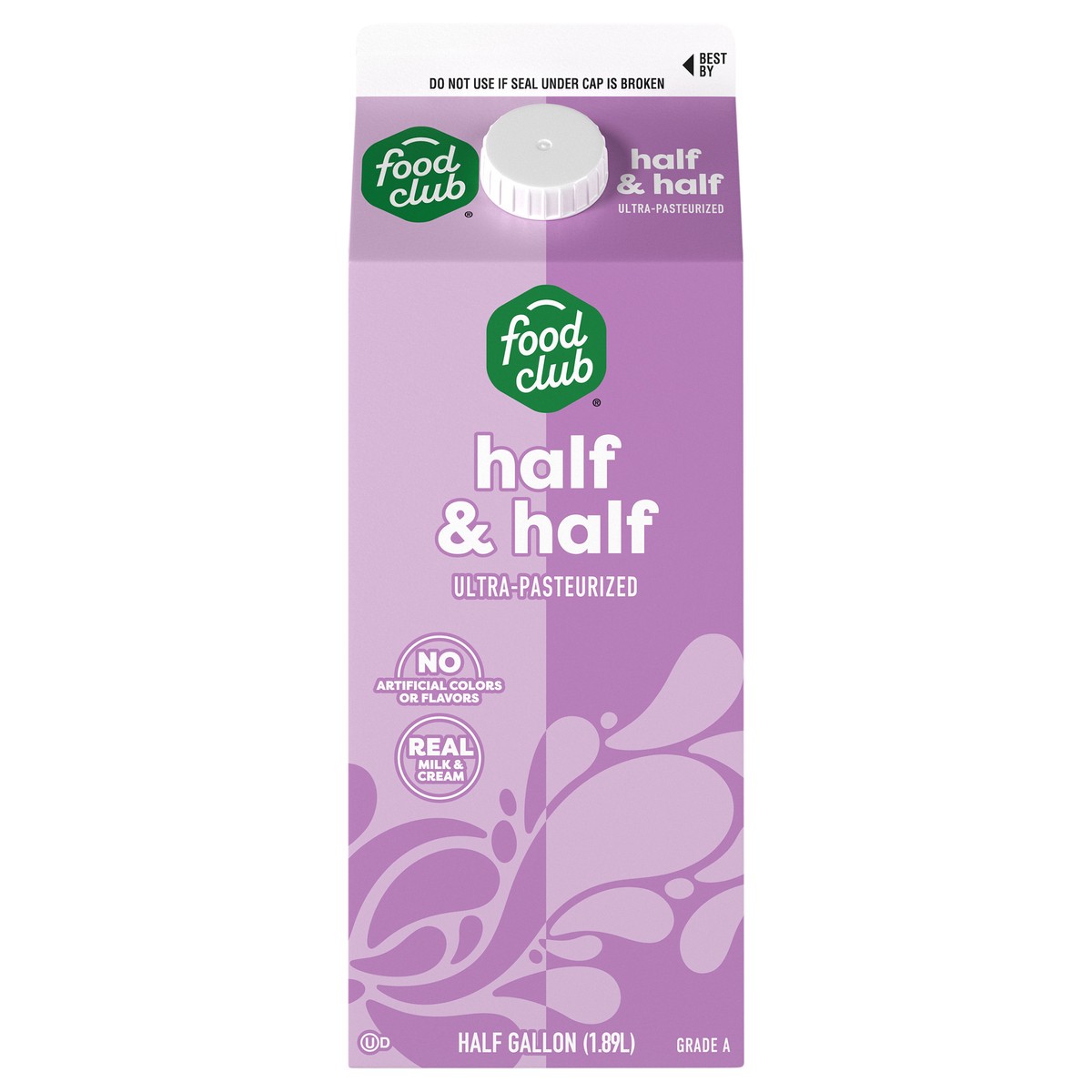 slide 4 of 4, Food Club Half & Half 0.5 gal, 1/2 gal