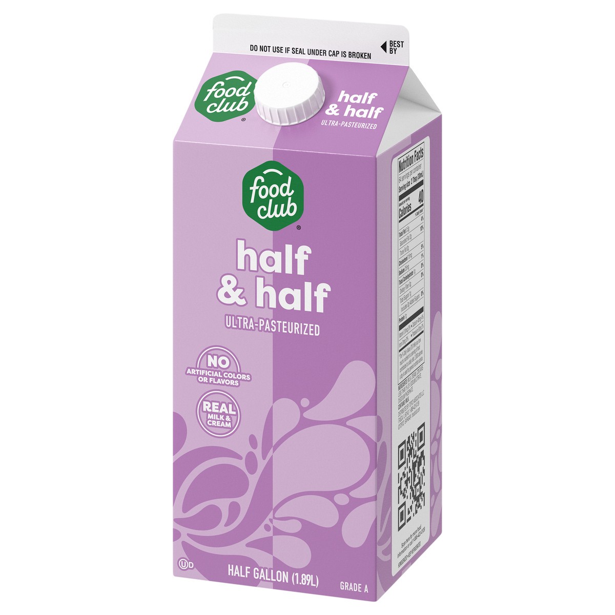 slide 2 of 4, Food Club Half & Half 0.5 gal, 1/2 gal