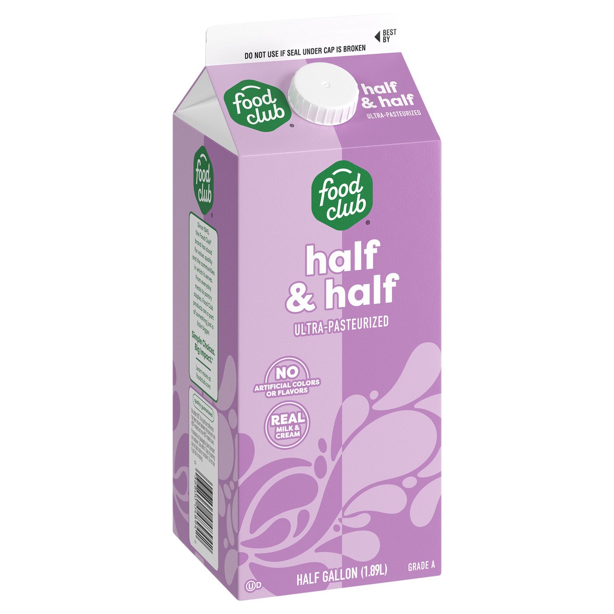 slide 3 of 4, Food Club Half & Half 0.5 gal, 1/2 gal