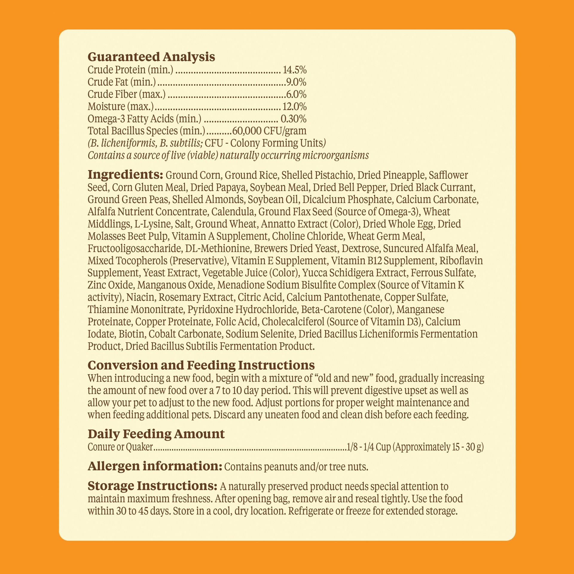 slide 7 of 10, Kaytee Food from the Wild Conure, 2.5 lb, Hand Selected Ingredients, 2.5 lb