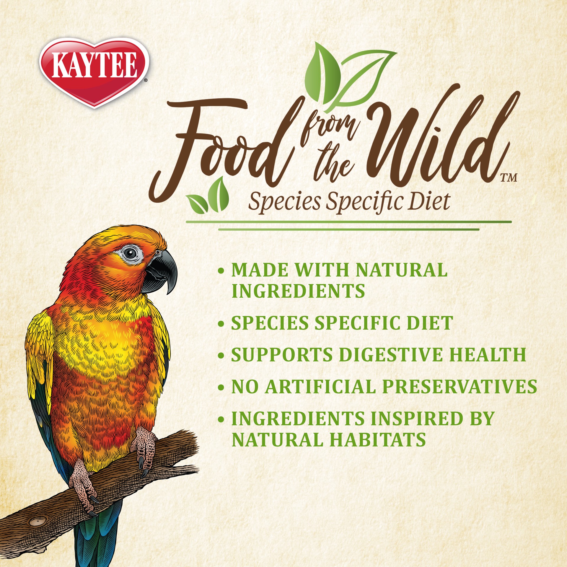 slide 10 of 10, Kaytee Food from the Wild Conure, 2.5 lb, Hand Selected Ingredients, 2.5 lb