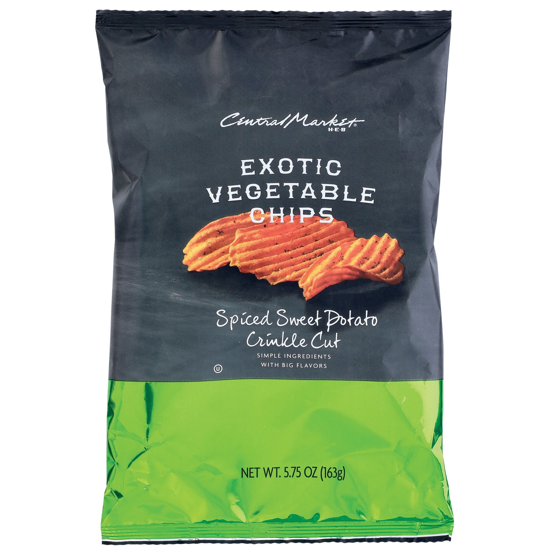 slide 1 of 1, Central Market Spiced Sweet Potato Crinkle Cut Exotic Vegetable Chips, 5.75 oz