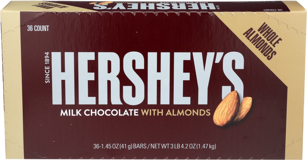 slide 1 of 2, Hershey's Milk Chocolate Bars with Almonds, 4.2 oz