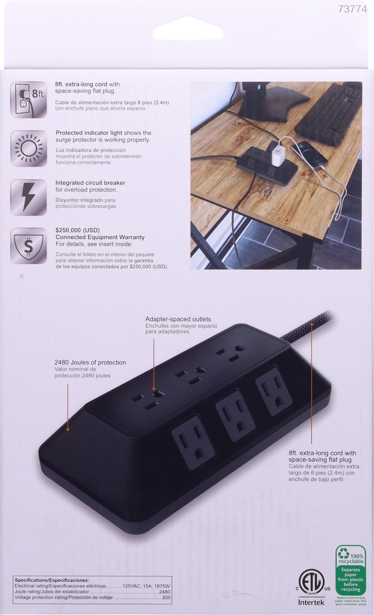 slide 6 of 9, Ge Ultrapro 9-Outlet Surge Protector - Black, 1 ct