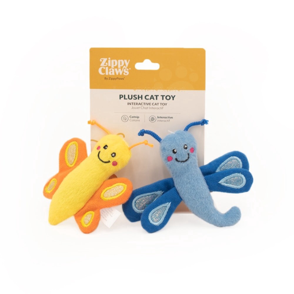 slide 1 of 2, Zippy Paws Zippypaws Butterfly & Dragonfly Cat Toys, 2 ct