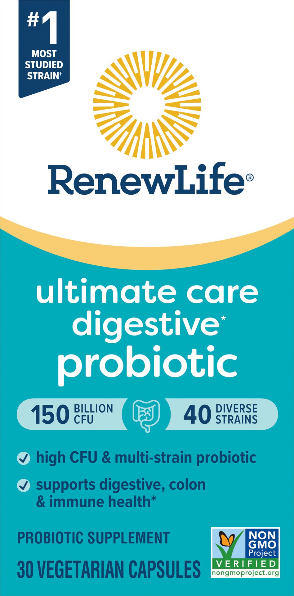 slide 1 of 5, Renew Life Ultimate Care Probiotic Supplement, 30 Vegetarian Probiotic Capsules, 150 Billion CFU, 1 ct