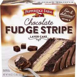 Pepperidge Farm Frozen Chocolate Fudge Stripe Layer Cake, 19.6 oz Box