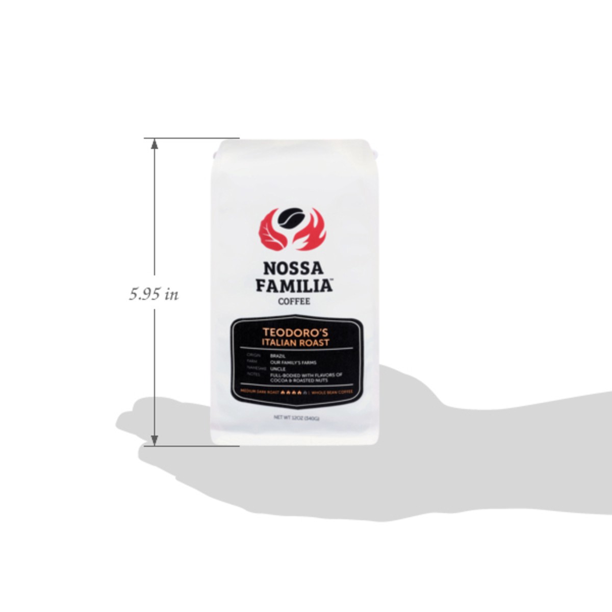 slide 9 of 12, Nossa Familia Whole Bean Medium Dark Roast Teodoro's Italian Roast Coffee 12 oz, 12 oz