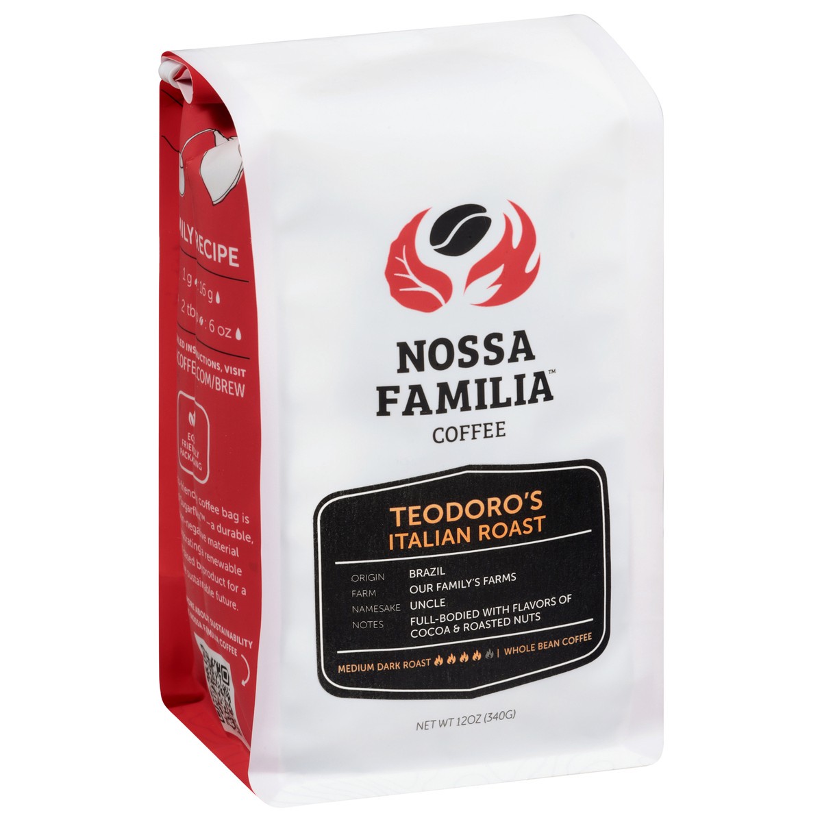 slide 12 of 12, Nossa Familia Whole Bean Medium Dark Roast Teodoro's Italian Roast Coffee 12 oz, 12 oz