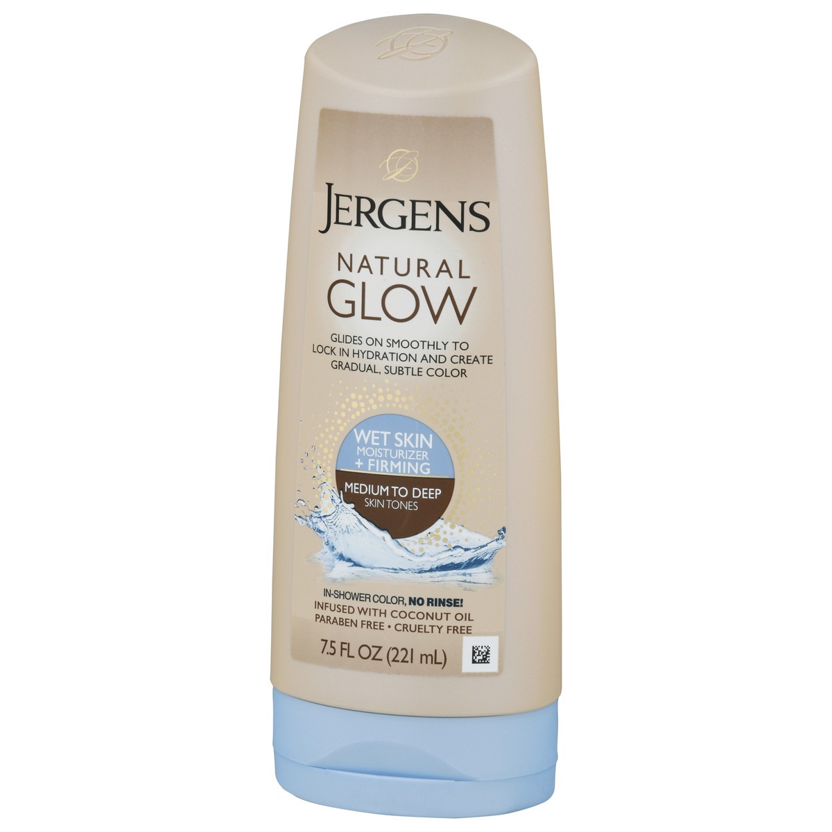 slide 4 of 9, Jergens Natural Glow +FIRMING In-shower Sunless Tanning Lotion, Self Tanner for Medium to Deep Skin Tone, Anti Cellulite Firming Body Lotion, for Gradual and Natural-Looking Fake Tan, 7.5 Ounce, 7.50 fl oz