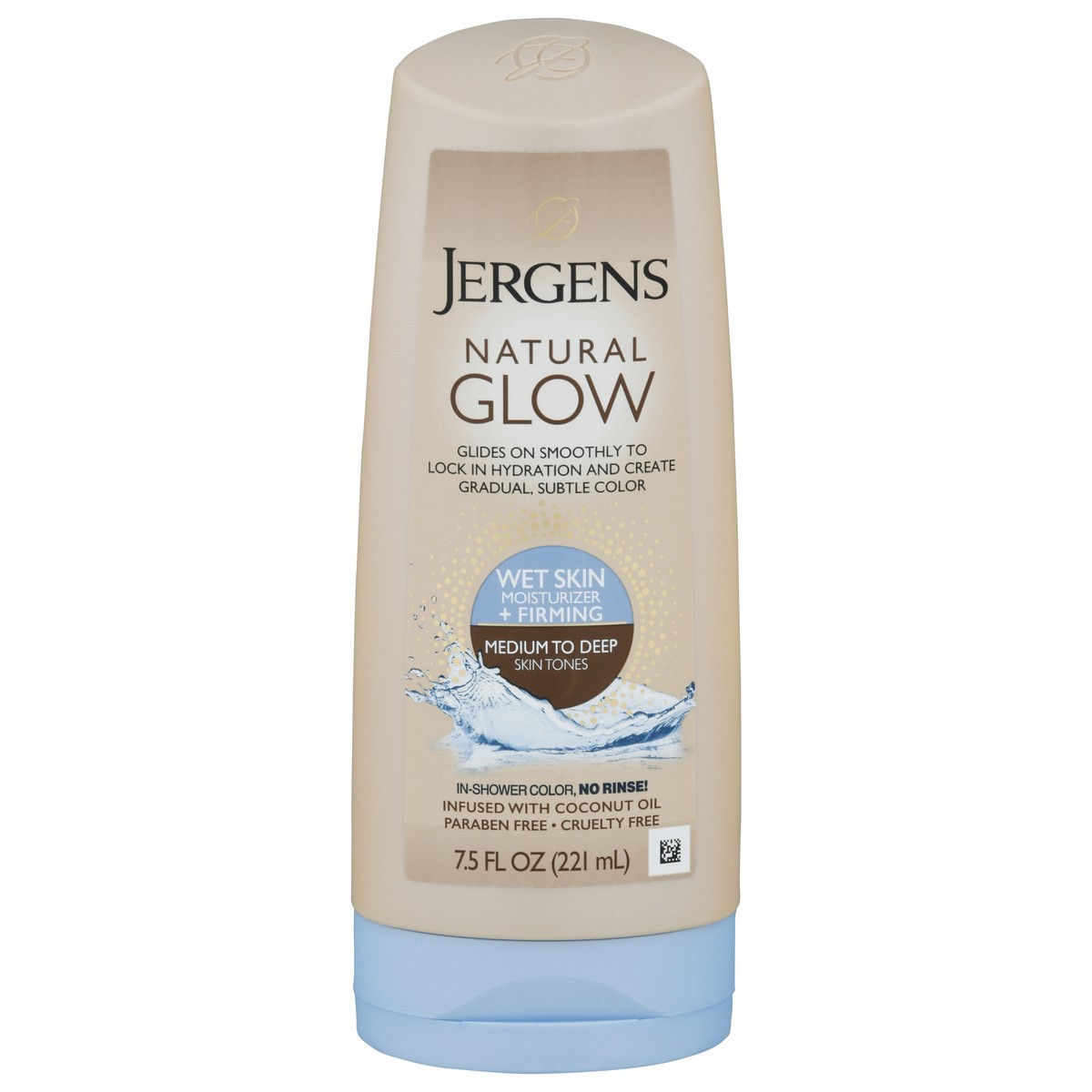 slide 1 of 9, Jergens Natural Glow Medium to Deep Wet Skin Moisturizer + Firming 7.5 fl oz, 7.50 fl oz