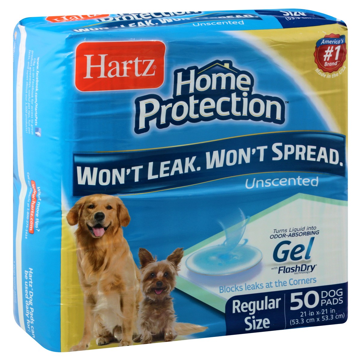 slide 3 of 9, Hartz Home Protection Regular Size Unscented Dog Pads 50 ea, 50 ct