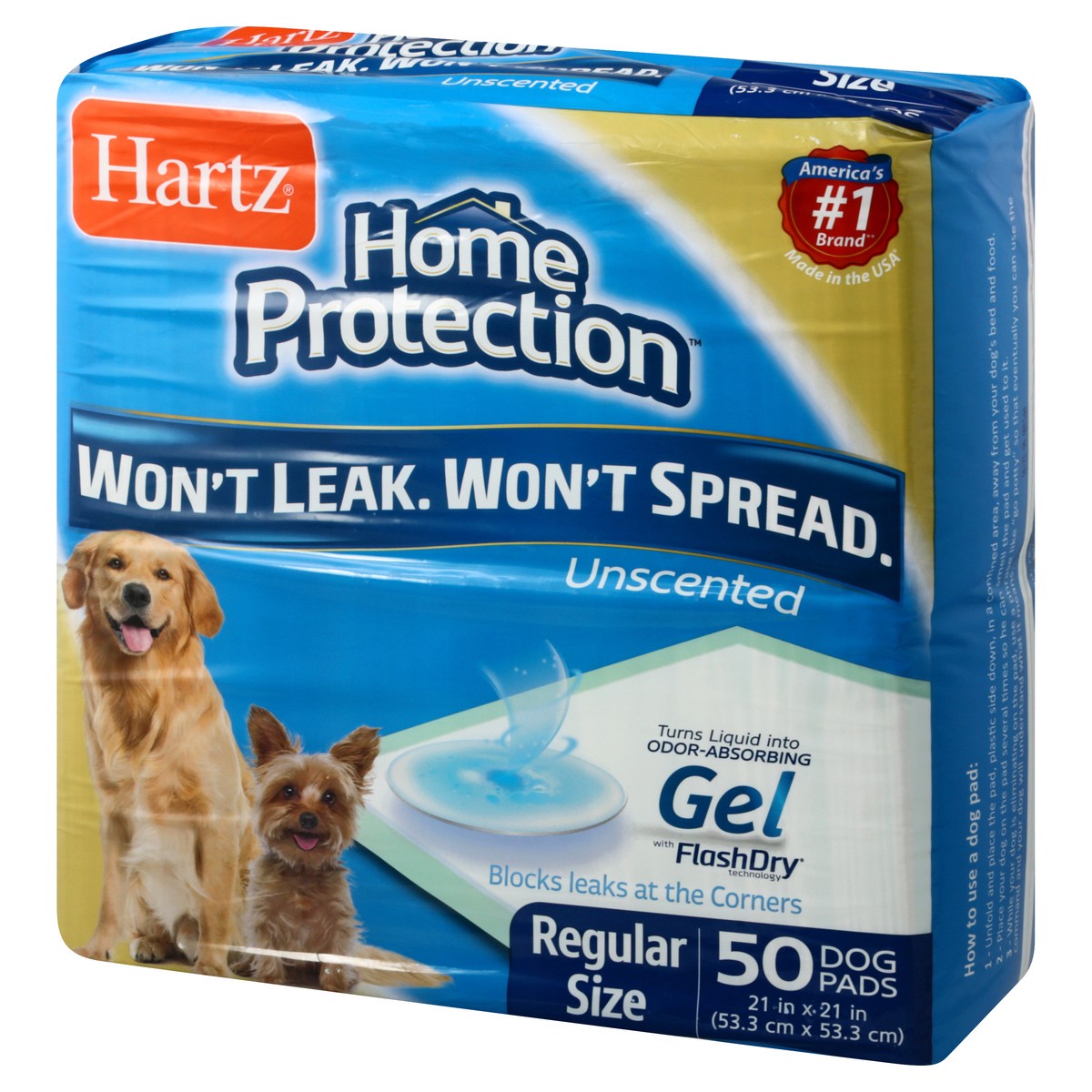 slide 2 of 9, Hartz Home Protection Regular Size Unscented Dog Pads 50 ea, 50 ct