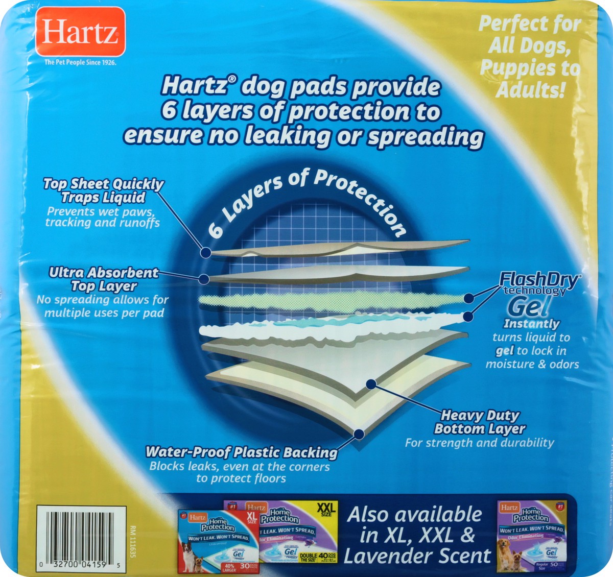 slide 7 of 9, Hartz Home Protection Regular Size Unscented Dog Pads 50 ea, 50 ct