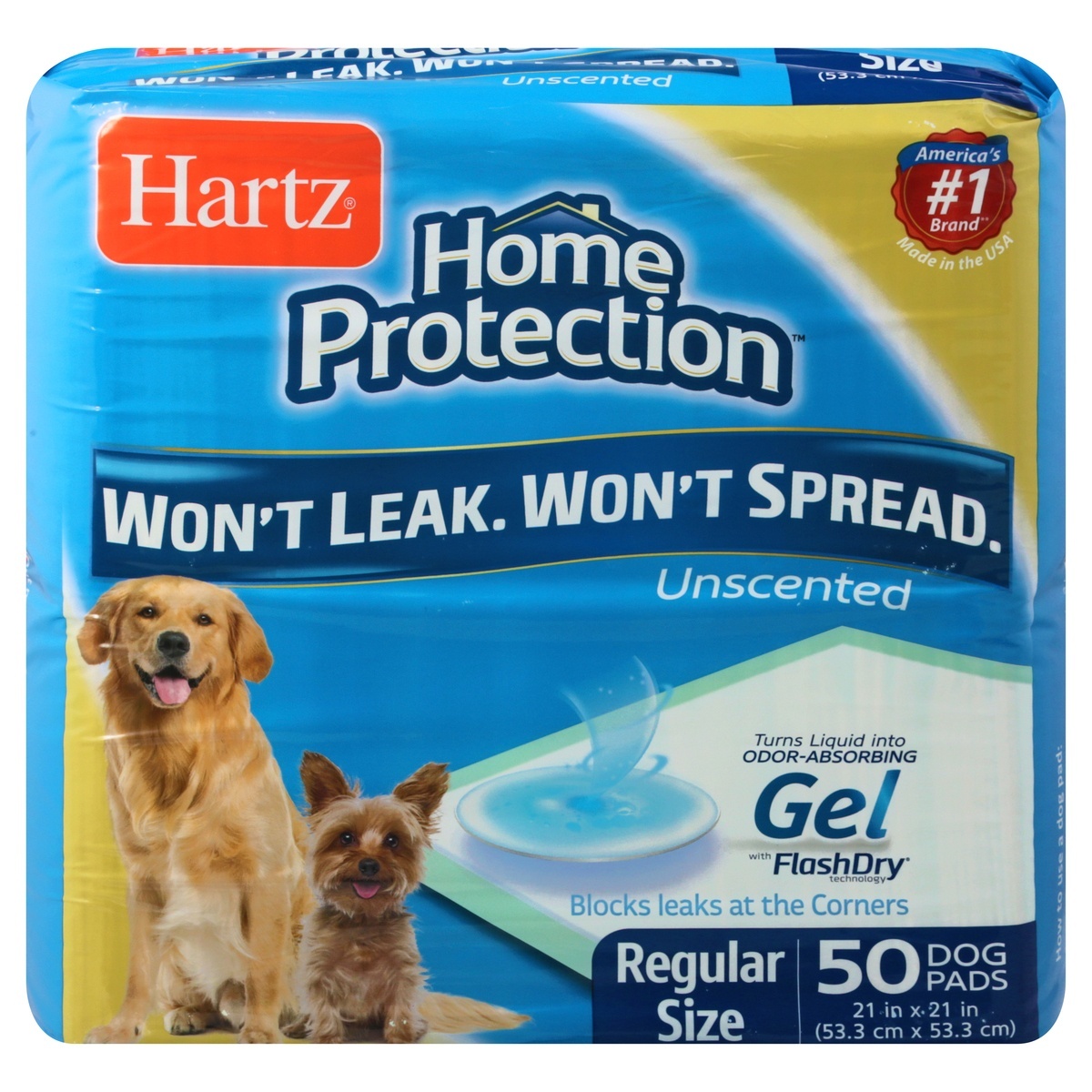 slide 1 of 3, Hartz Home Protection Regular Size Unscented Dog Pads 50 ea, 50 ct