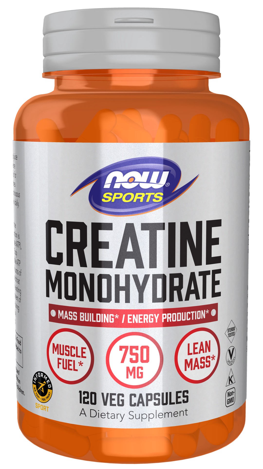 slide 1 of 5, NOW Sports Creatine Monohydrate 750 mg - 120 Veg Caps, 120 ct