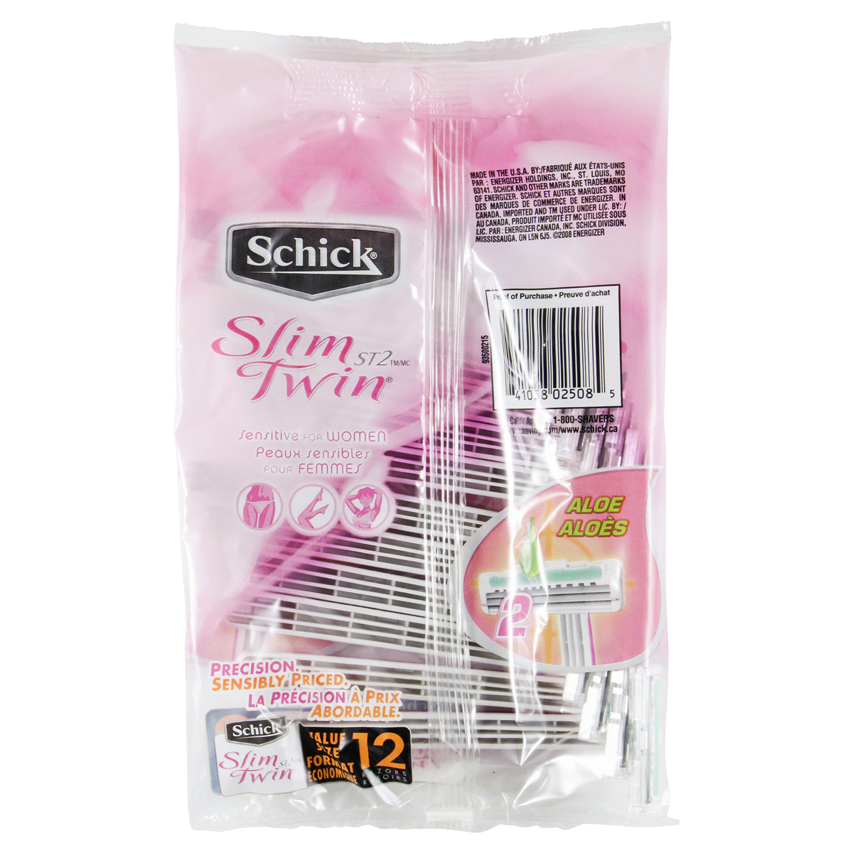 slide 2 of 2, Schick Slim Twin Sensitive for Women Disposable Razor, 12 ct