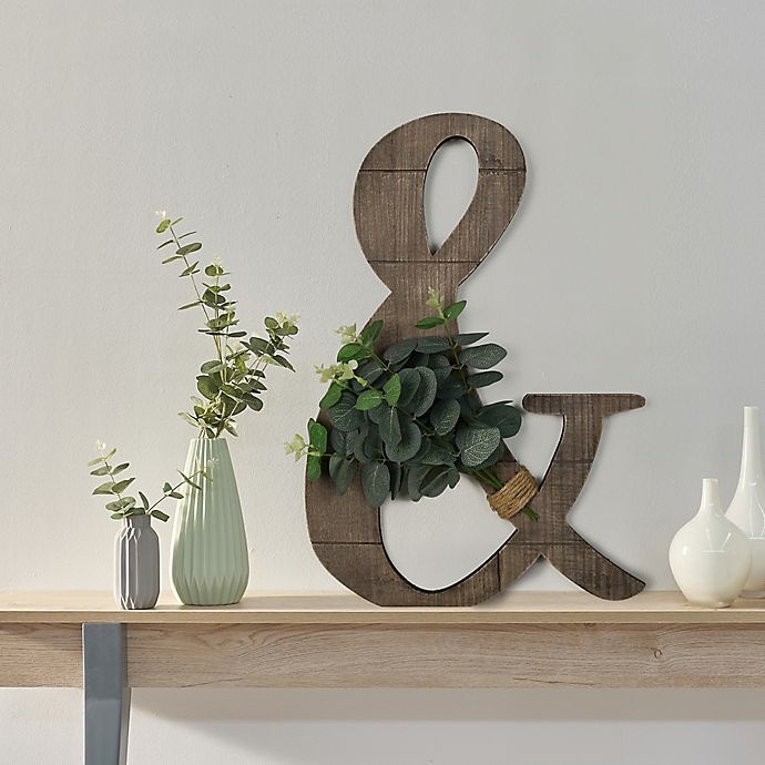 slide 1 of 1, Ampersand with Greenery Wall Art, 13 in x 18.5 in