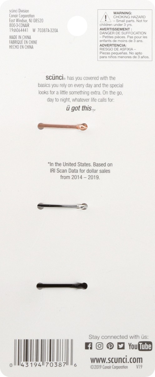 slide 9 of 9, scünci U Got This Real Style Bobby Pins 3 ea, 3 ct