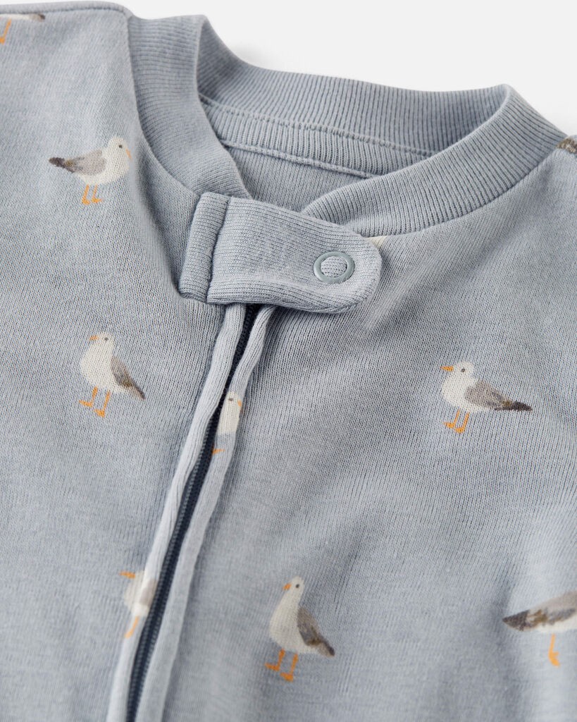 slide 3 of 4, Littleplanet Baby Organic Cotton Sleep & Play Pajamas Seagull Print NB, 1 ct