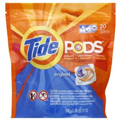 Tide PODS Liquid Laundry Detergent Soap Pacs, HE Compatible, 20 Count, Powerful 3-in-1 Clean in one Step, Original Scent