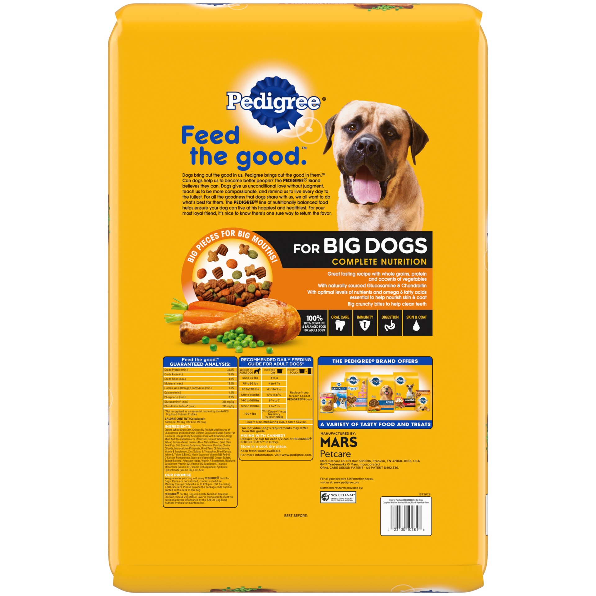 slide 2 of 7, PEDIGREE For Big Dogs Adult Complete Nutrition Large Breed Dry Dog Food Roasted Chicken, Rice & Vegetable Flavor Dog Kibble, 17 lb