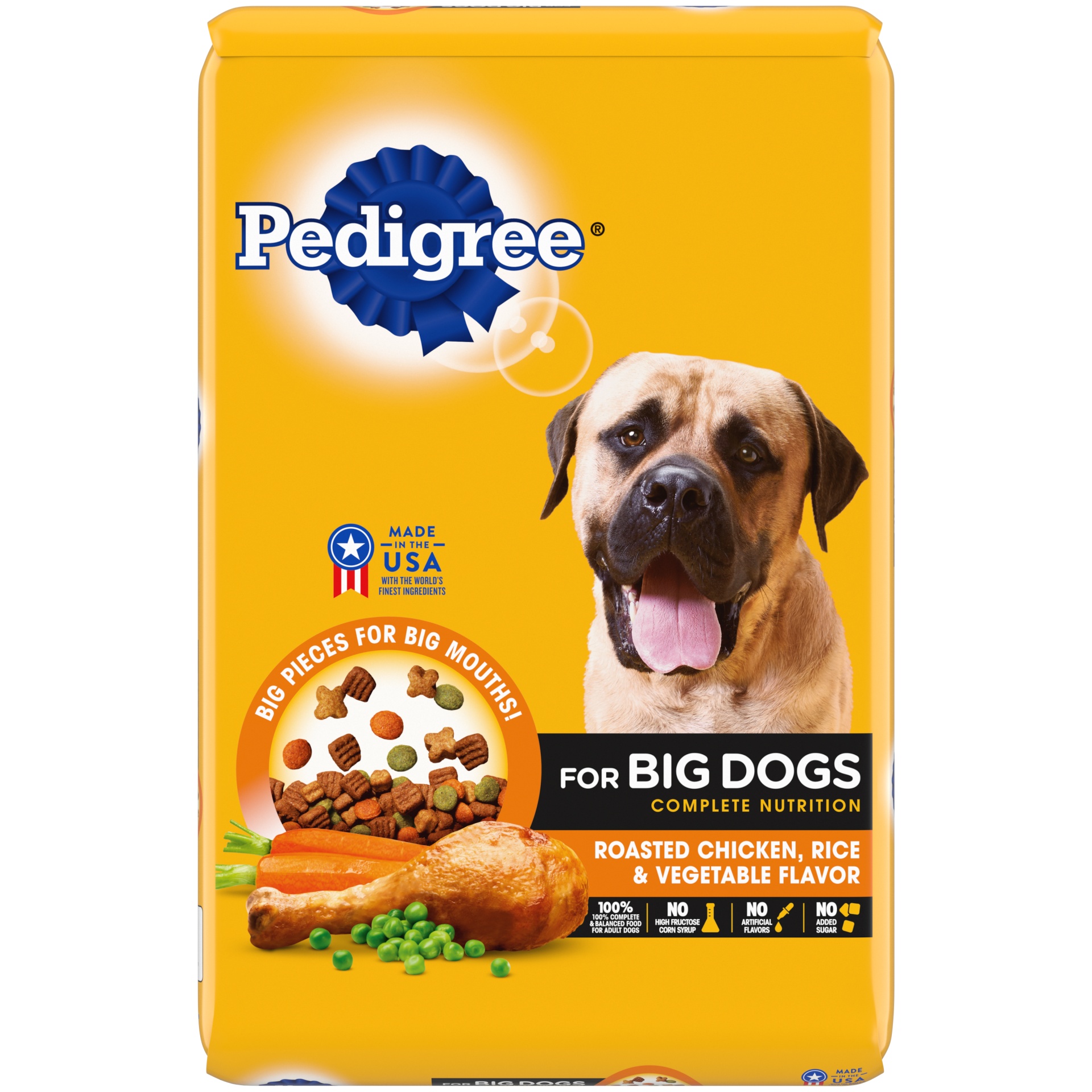 slide 1 of 7, PEDIGREE For Big Dogs Adult Complete Nutrition Large Breed Dry Dog Food Roasted Chicken, Rice & Vegetable Flavor Dog Kibble, 17 lb