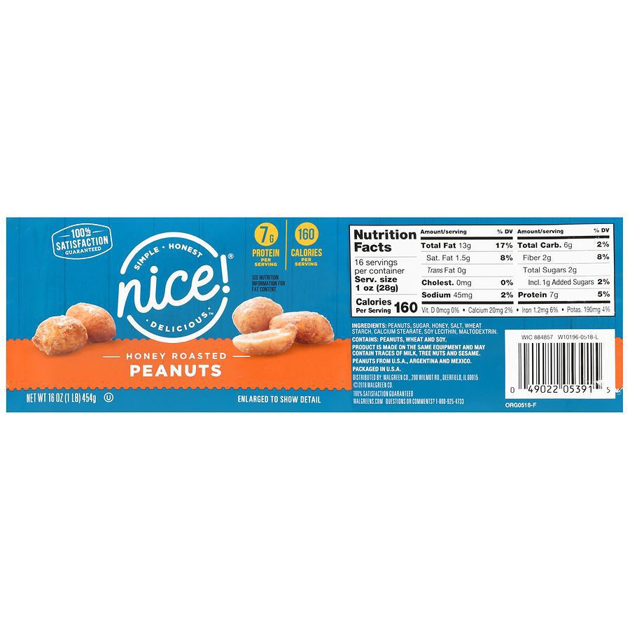 slide 2 of 5, Nice! Honey Roasted Peanuts, 16 oz