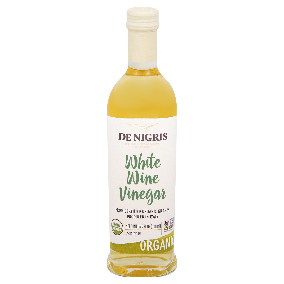 slide 1 of 10, De Nigris Organic White Wine Vinegar, 16.9 oz