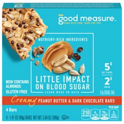 Good Measure Creamy Peanut Butter and Dark Chocolate Bars 4 Count