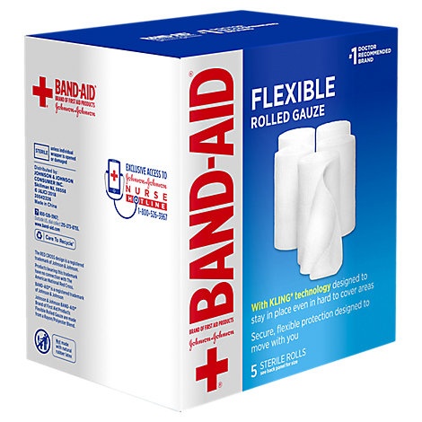 slide 1 of 1, Band-Aid Gauze Rolled Medium Value Pack, 5 ct