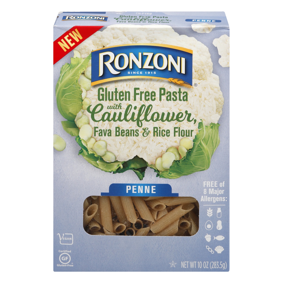 slide 1 of 1, Ronzoni Penne Pasta with Cauliflower, Fava Beans & Rice Flour, 10 oz
