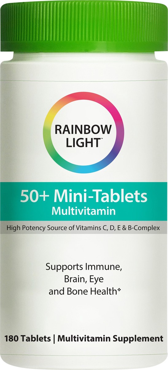 slide 6 of 10, Rainbow Light 50+ Mini Tablets Multivitamin for Adults, Supports Immune, Brain, Eye and Bone Health, 180 Count, 1 Bottle, 180 ct
