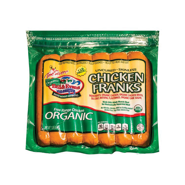 slide 1 of 1, Bell & Evans Bell &evans Org Chicken Franks, 1 lb