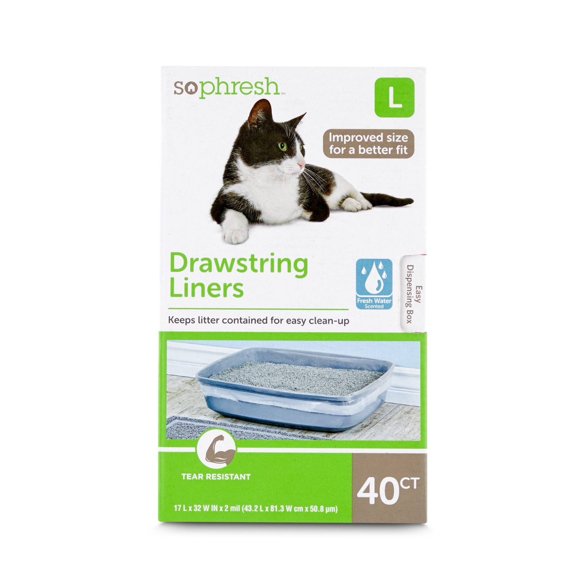 slide 1 of 1, So Phresh Scented Drawstring Cat Litter Pan Liners, LG