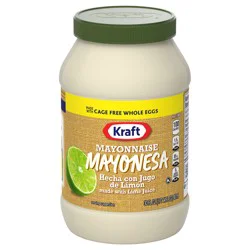 Kraft Mayonnaise Made with Lime Juice, 1 Jar, for Easy Spreading and Dipping, Made with Cage Free Eggs, 30 fl oz
