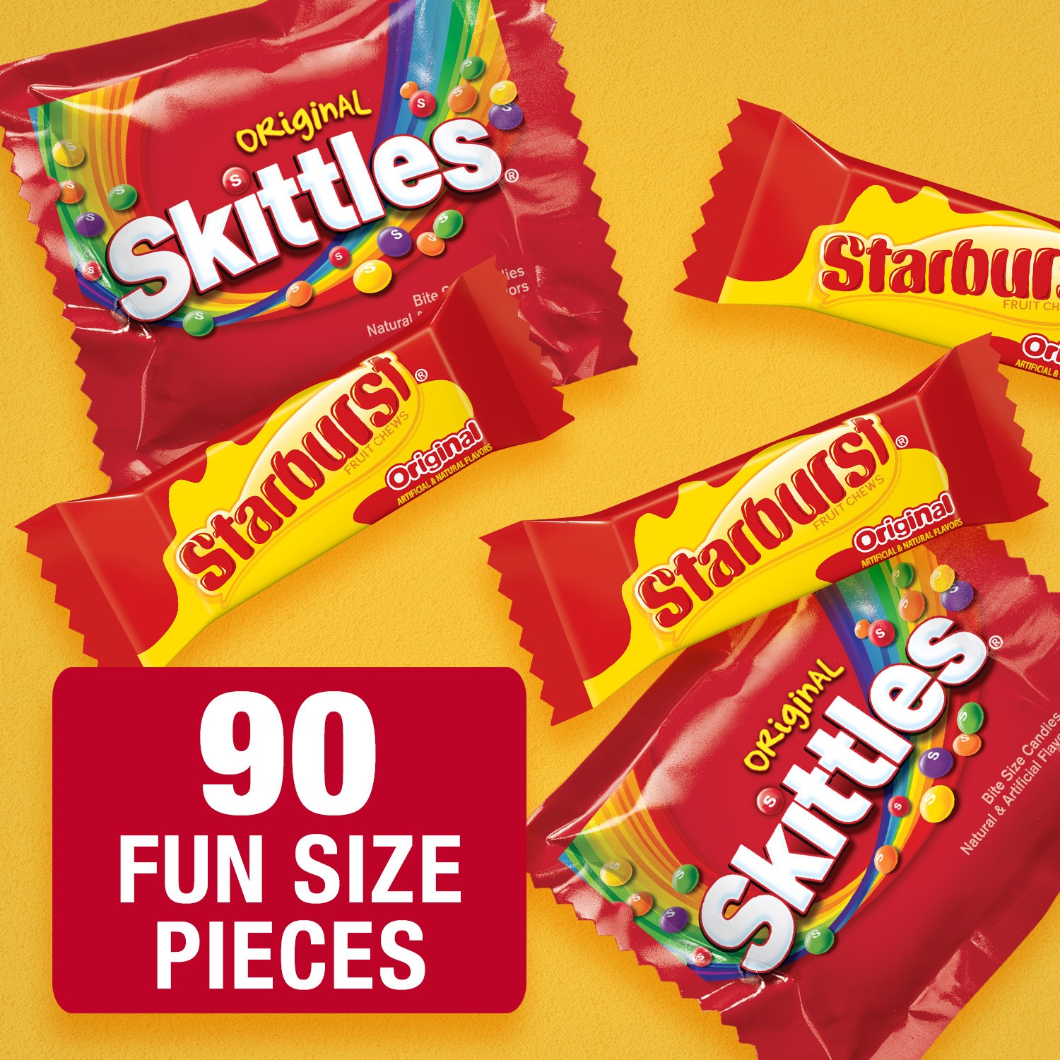 slide 5 of 5, Mixed SKITTLES & STARBURST Fun Size Original Chewy Candy, 39.1 oz, 90 Piece Bag, 39.1 oz