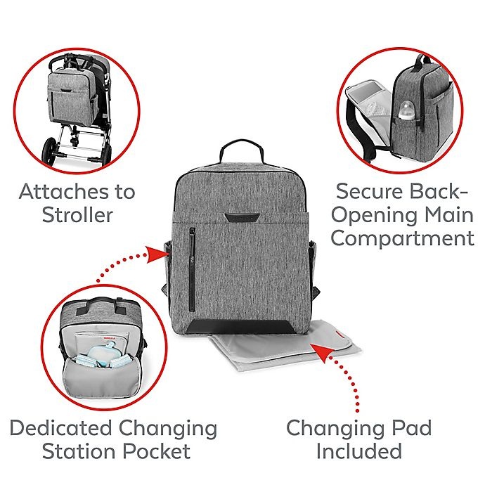 slide 9 of 11, Skip Hop SKIP*HOP Baxter Diaper Backpack - Grey, 1 ct