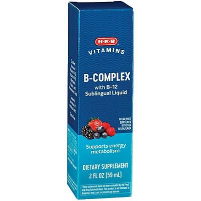 slide 1 of 1, H-E-B B-Complex with B12 Sublingual Liquid, 2 oz