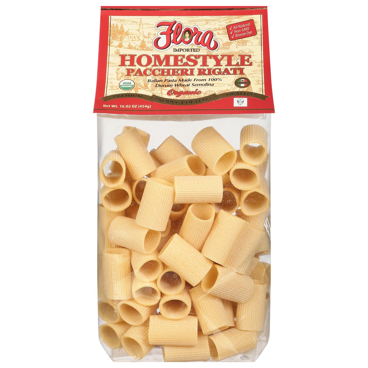 slide 1 of 11, Flora Homestyle Organic Paccheri Rigati 16.02 oz, 16.02 oz