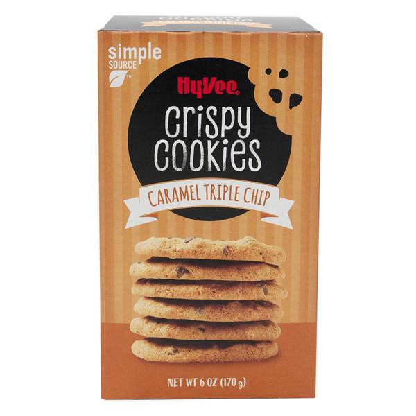 slide 1 of 1, Hy-Vee Caramel Triple Chip Crispy Cookies, 6 oz