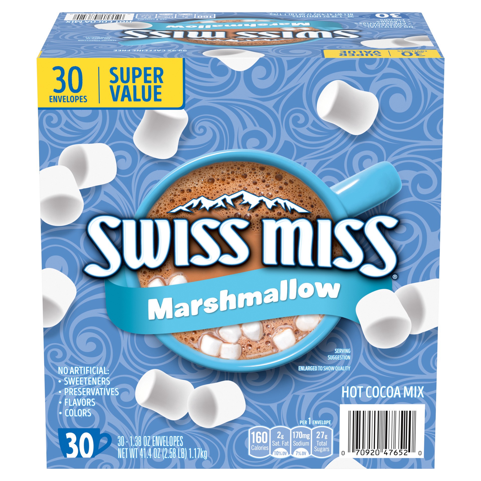 slide 1 of 5, Swiss Miss Chocolate Hot Cocoa Mix With Marshmallows, 30 Count Hot Cocoa Packets, 30 ct