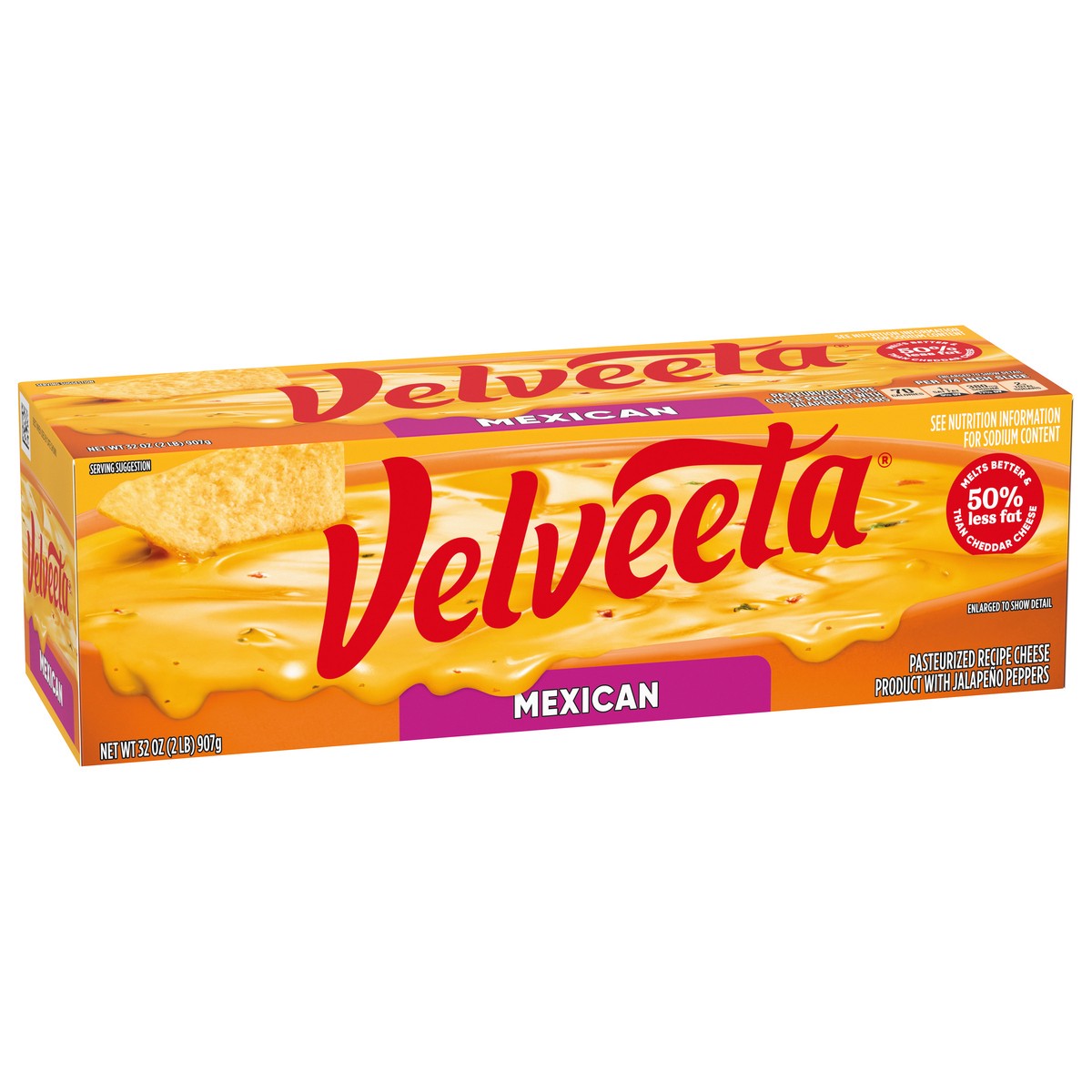 slide 4 of 9, Velveeta Mexican Pasteurized Recipe Cheese Product with Jalapeno Peppers, 32 oz Block, 32 oz