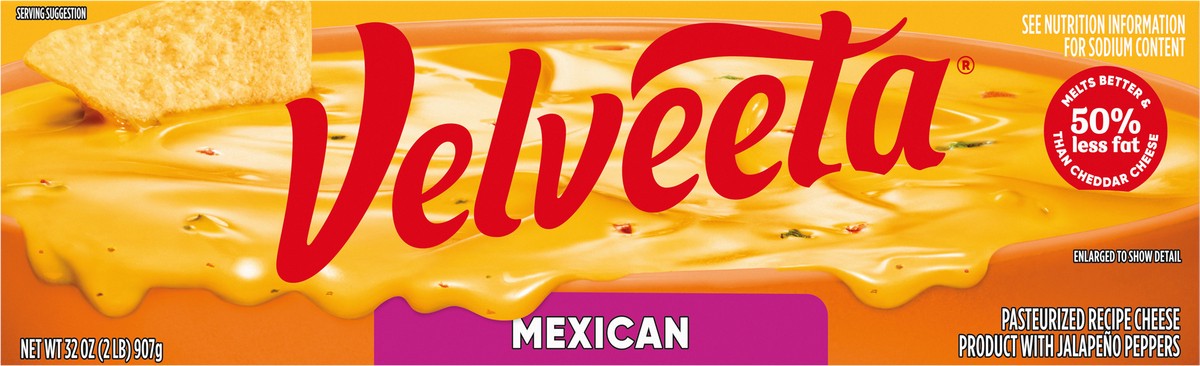 slide 9 of 9, Velveeta Mexican Pasteurized Recipe Cheese Product with Jalapeno Peppers, 32 oz Block, 32 oz