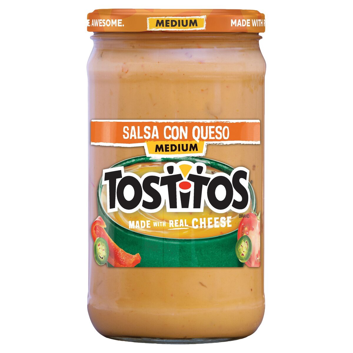 slide 14 of 14, Tostitos Medium Salsa Con Queso 23 oz. Jar, 23.0 oz