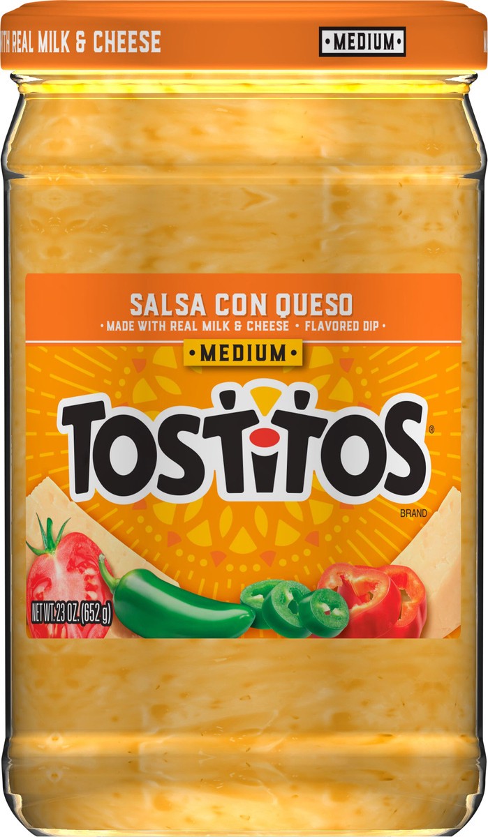 slide 11 of 14, Tostitos Medium Salsa Con Queso 23 oz. Jar, 23.0 oz